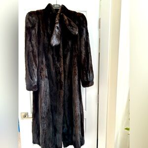 Mink fur coat (small male) natural black very warm ankle length